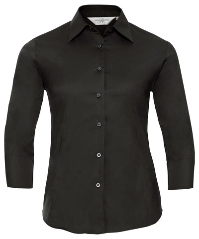 Womens  sleeve easycare fitted shirt | black