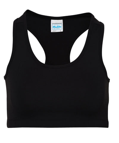 Womens cool sports crop top | jet black