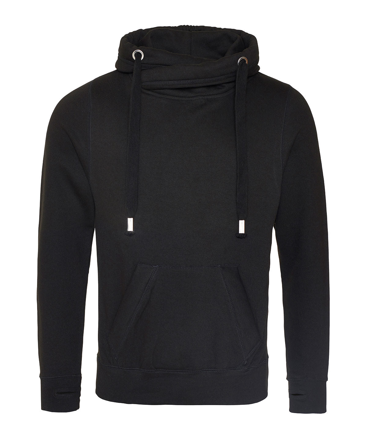 Cross neck hoodie | jet black