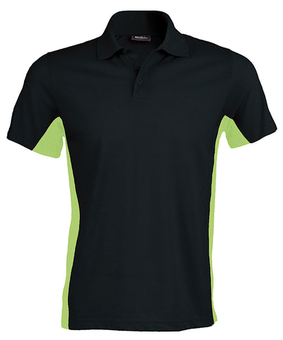Flags short sleeve bi-colour polo shirt | black/lime