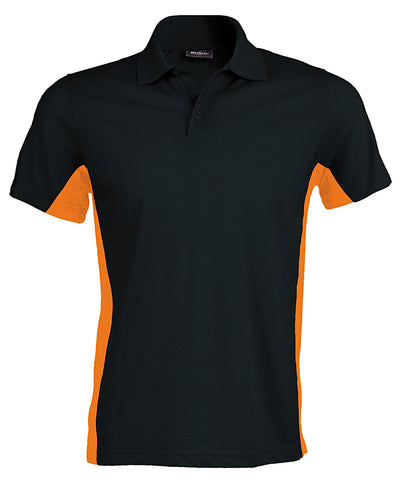 Flags short sleeve bi-colour polo shirt | black/orange
