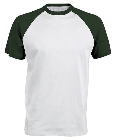 Baseball Short-sleeved two-tone T-shirt | white/forest