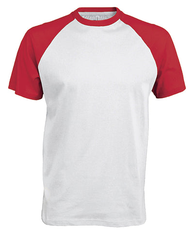 Baseball Short-sleeved two-tone T-shirt | white/red