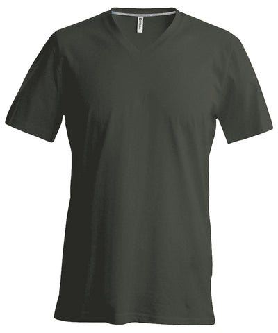 Mens short-sleeved V-neck T-shirt | khaki