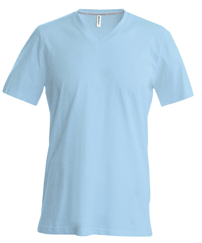 Mens short-sleeved V-neck T-shirt | sky blue