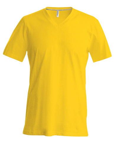 Mens short-sleeved V-neck T-shirt | yellow