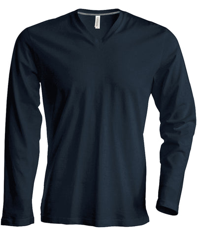 Mens long-sleeved V-neck T-shirt | dark grey