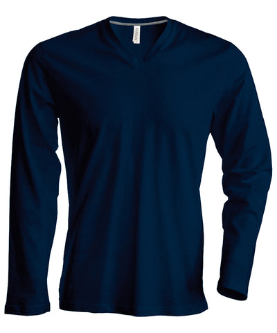Mens long-sleeved V-neck T-shirt | navy