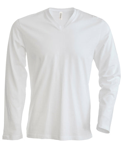Mens long-sleeved V-neck T-shirt | white
