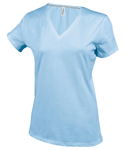 Ladies short-sleeved V-neck T-shirt | sky blue