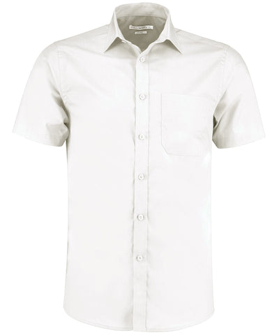 Poplin shirt short-sleeved (tailored fit) | White*
