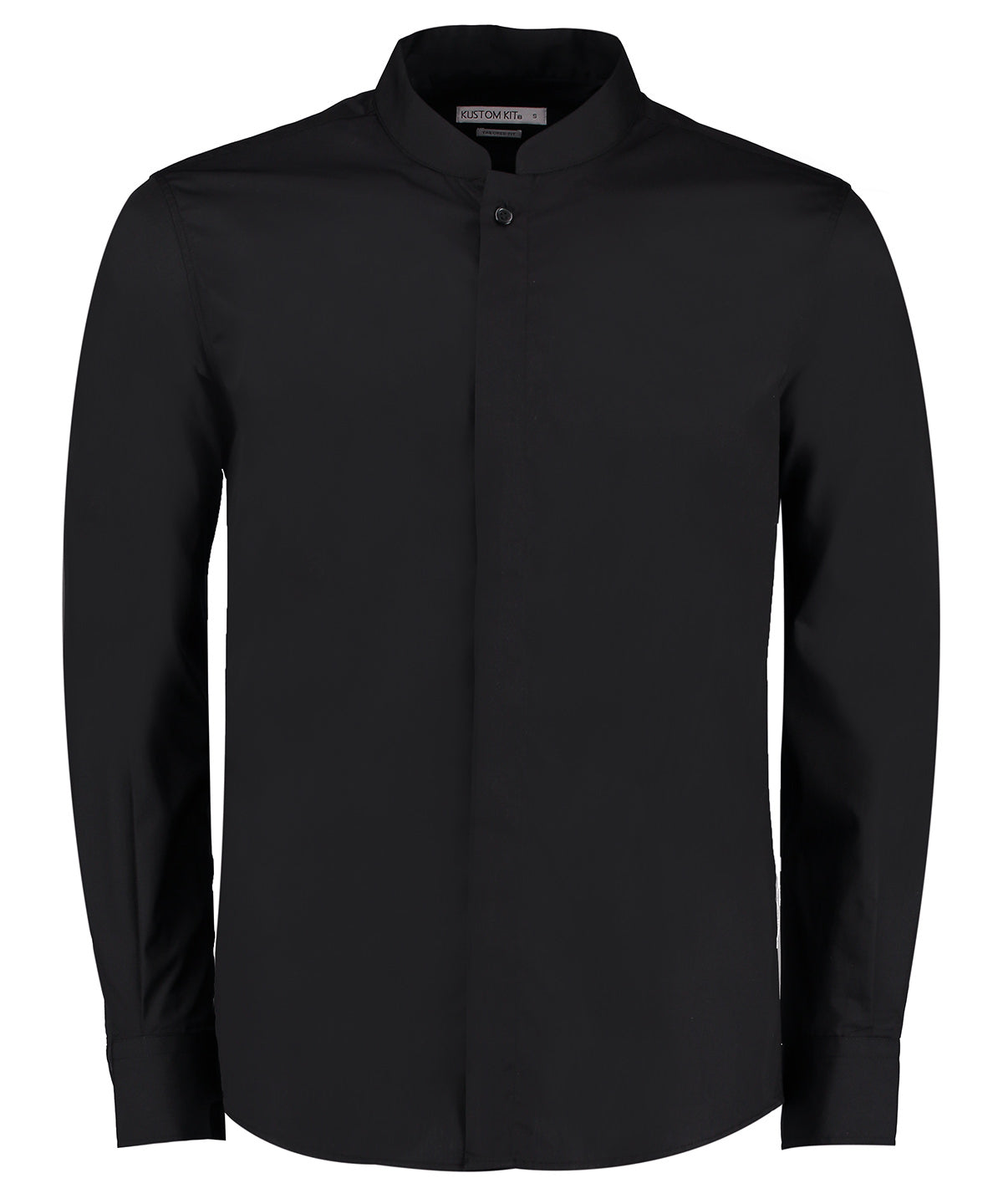 Mandarin collar shirt long-sleeved (tailored fit) | black