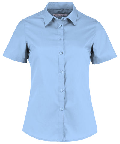 Womens poplin shirt short sleeve | light blue