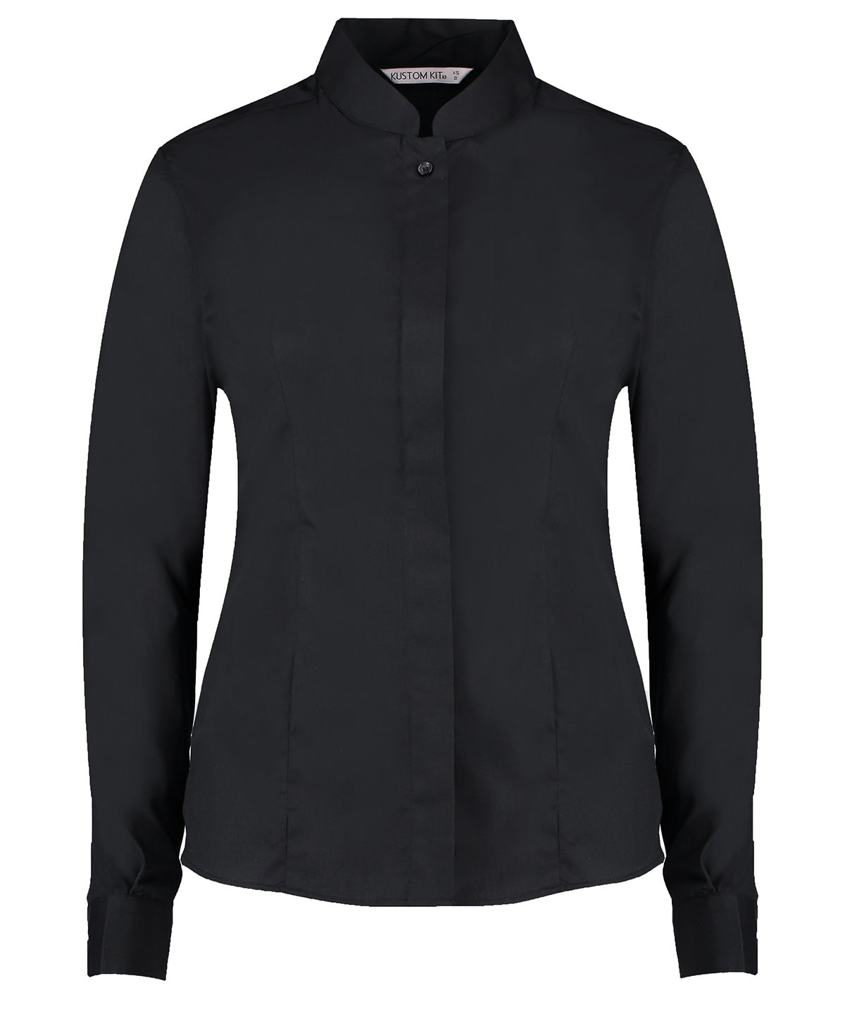 Womens mandarin collar shirt long-sleeved (tailored fit) | black