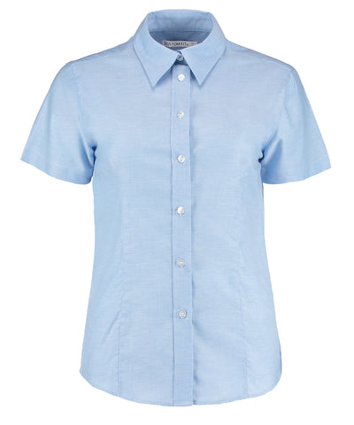 Womens workplace Oxford blouse short-sleeved (tailored fit) | light blue