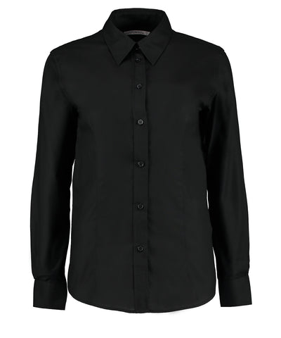 Womens workplace Oxford blouse long-sleeved (tailored fit) | black
