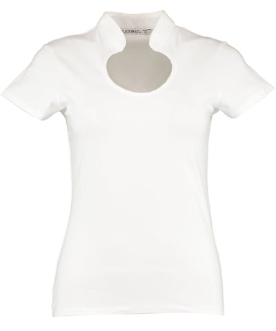 Womens corporate top keyhole neck (regular fit) | White