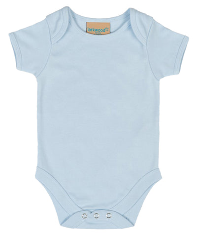Short-sleeved bodysuit with envelope neck opening | pale blue