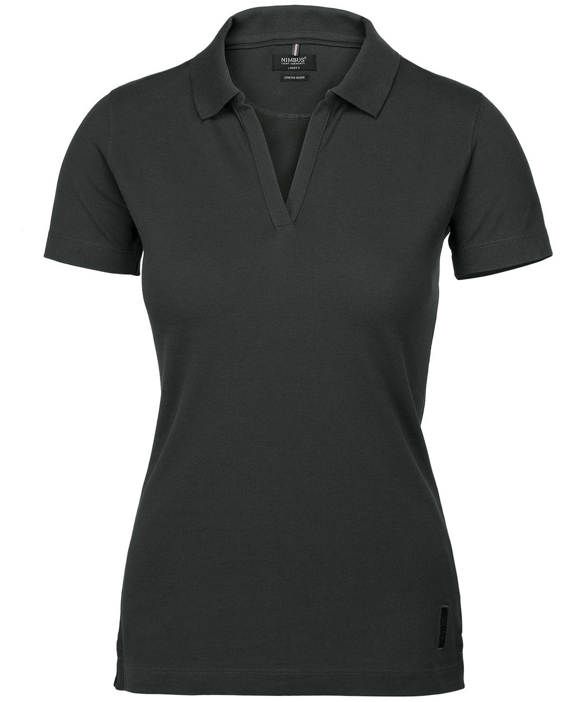 Womens Harvard v-neck  stretch deluxe polo | charcoal