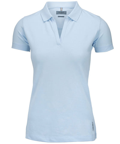Womens Harvard v-neck  stretch deluxe polo | sky blue