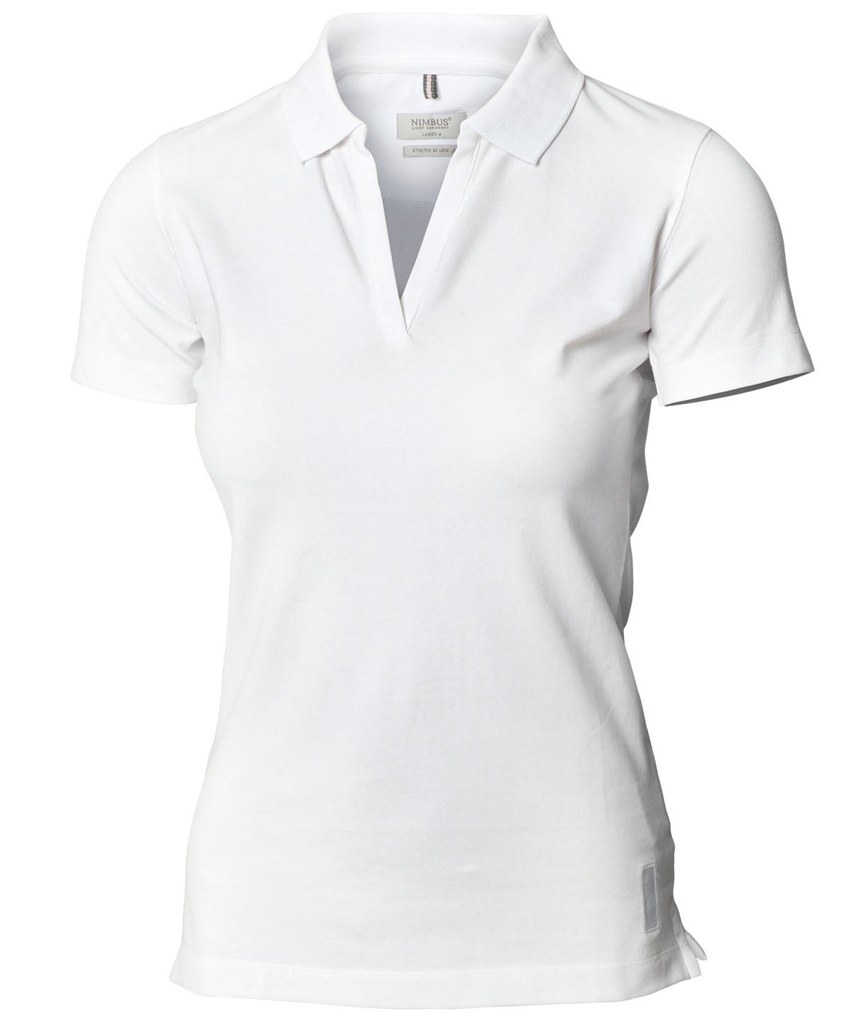 Womens Harvard v-neck  stretch deluxe polo | white