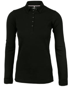 Womens Carlington  deluxe long sleeve polo | black