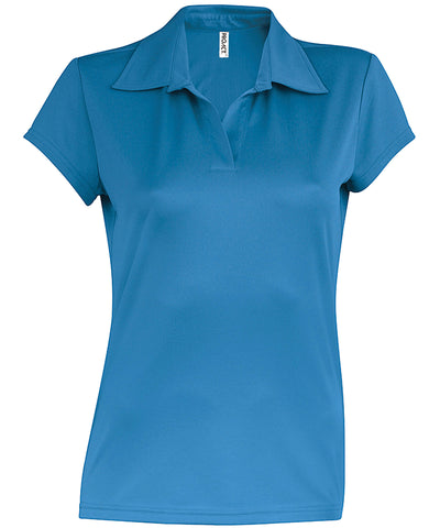 Ladies short-sleeved polo shirt | aqua blue