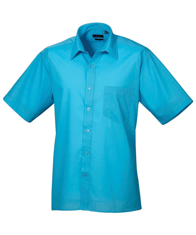 Short sleeve poplin shirt | Turquoise*