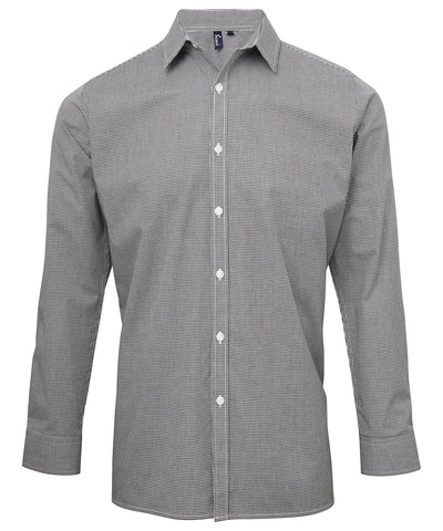 Microcheck (Gingham) long sleeve cotton shirt | black/white