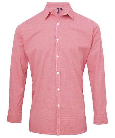 Microcheck (Gingham) long sleeve cotton shirt | red/white