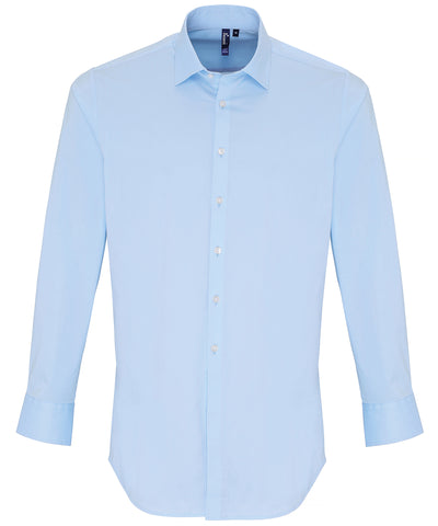 Stretch fit cotton poplin long sleeve shirt | pale blue