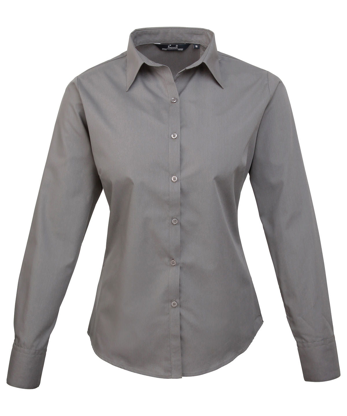 Womens poplin long sleeve blouse | dark grey