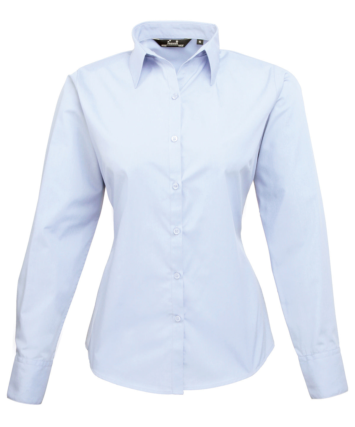 Womens poplin long sleeve blouse | light blue