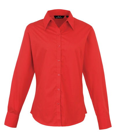 Womens poplin long sleeve blouse | red
