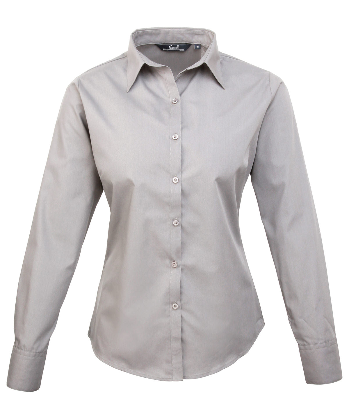 Womens poplin long sleeve blouse | silver