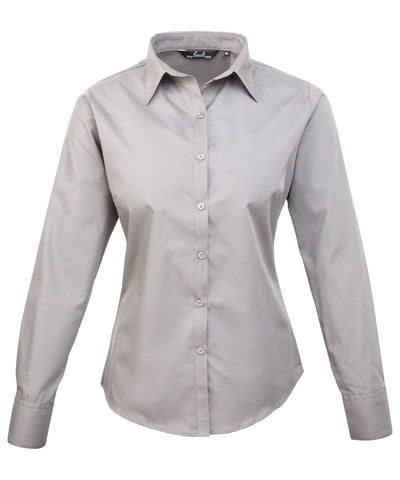 Womens poplin long sleeve blouse | silver
