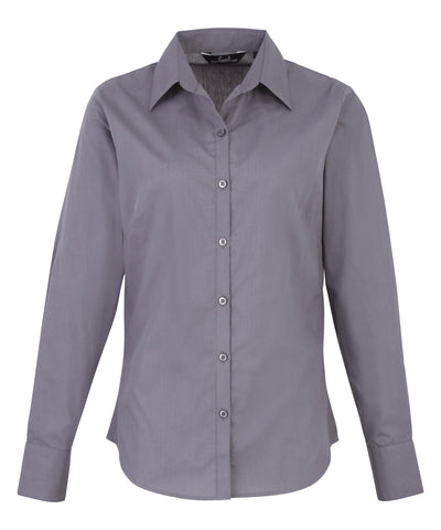 Womens poplin long sleeve blouse | steel