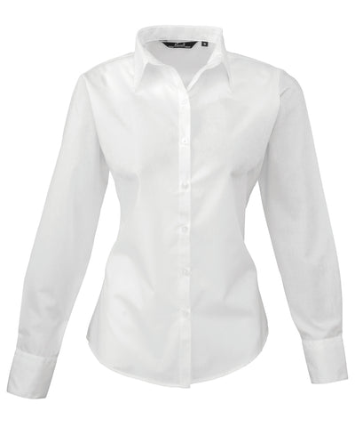 Womens poplin long sleeve blouse | white