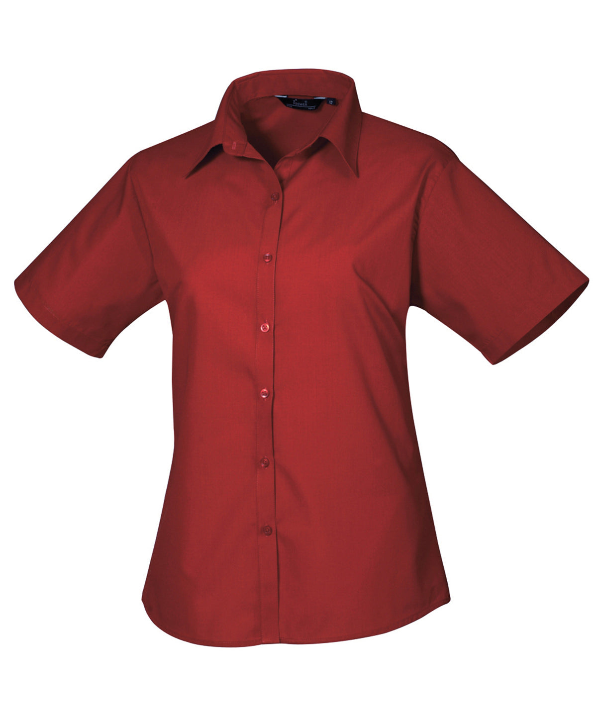 Womens short sleeve poplin blouse | burgundy