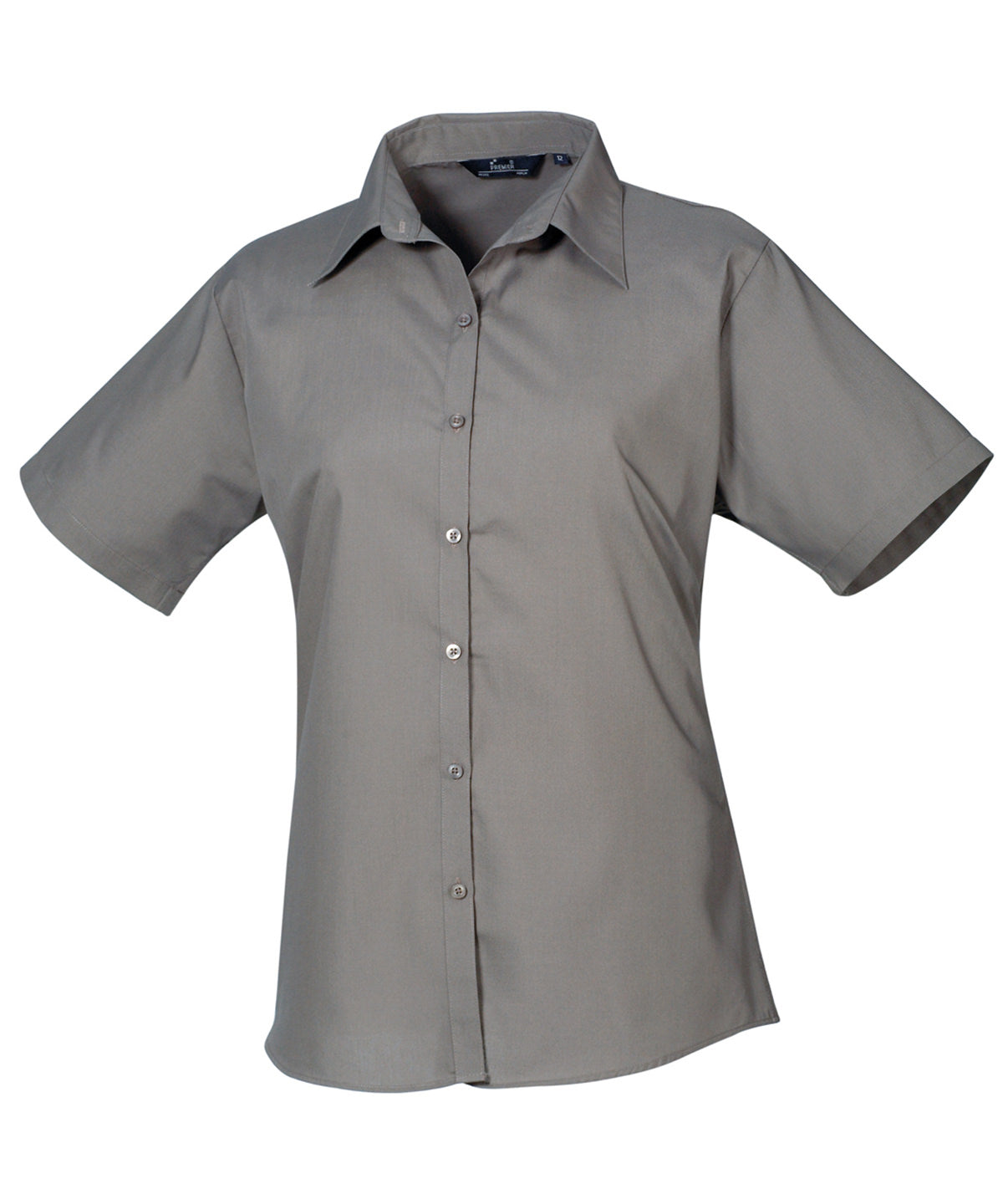 Womens short sleeve poplin blouse | dark grey