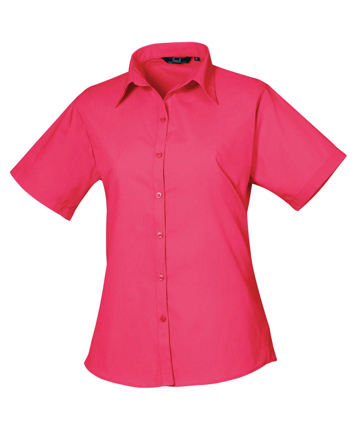 Womens short sleeve poplin blouse | hot pink
