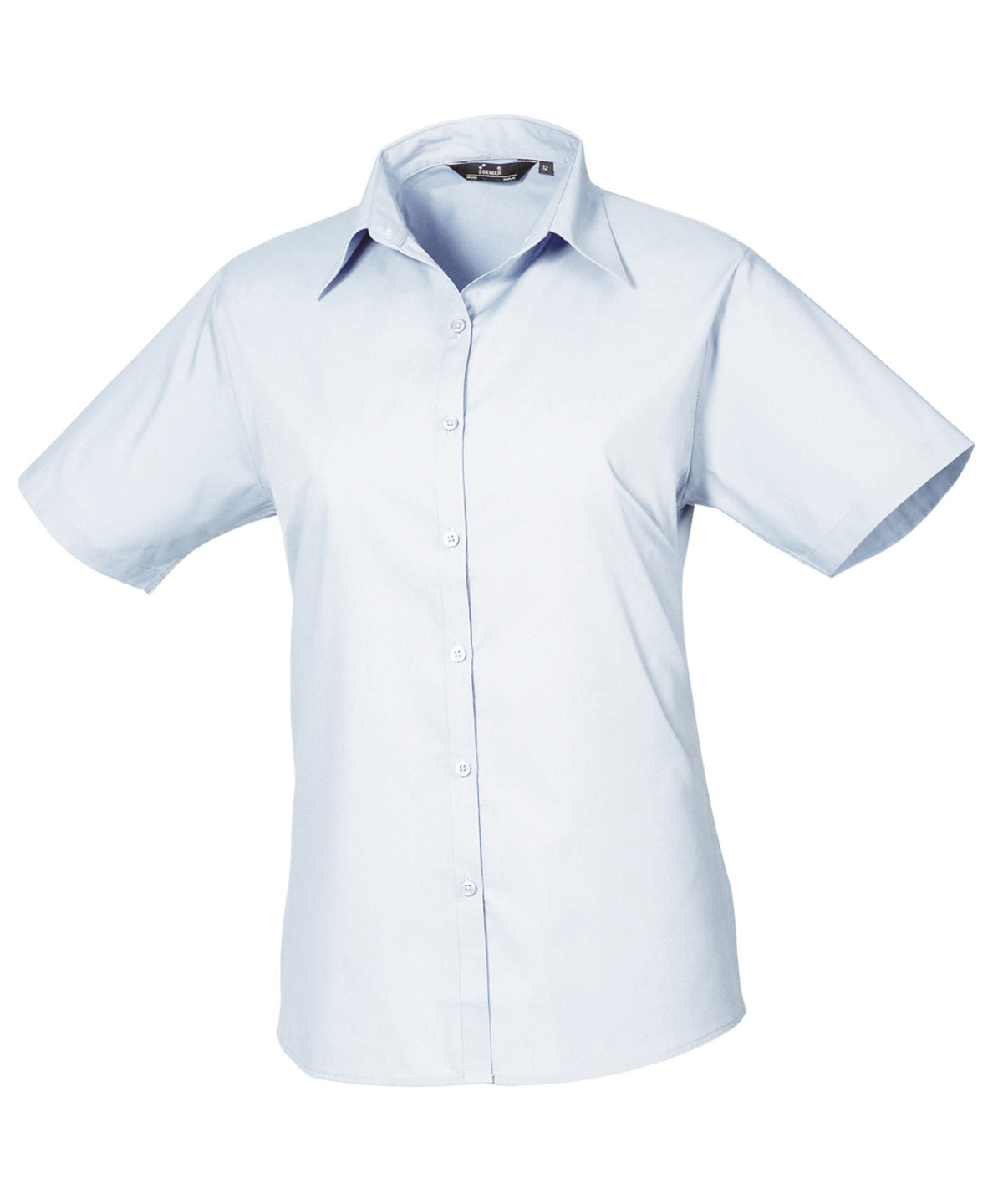 Womens short sleeve poplin blouse | light blue