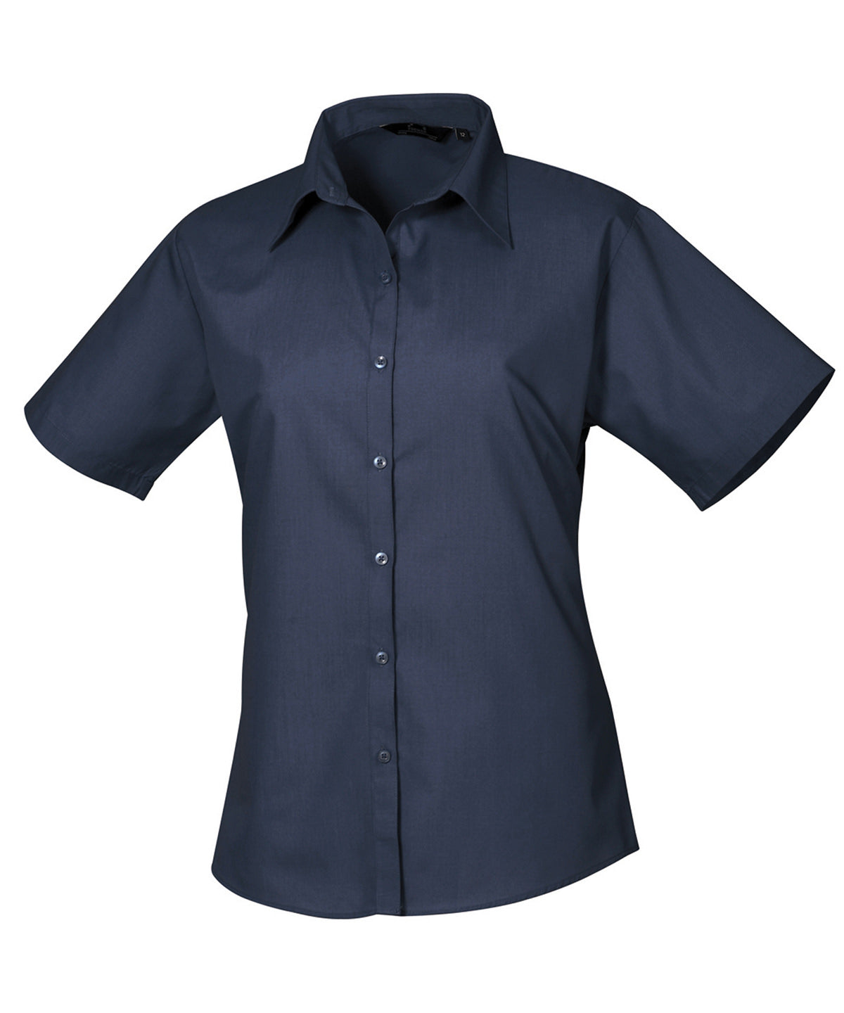 Womens short sleeve poplin blouse | navy