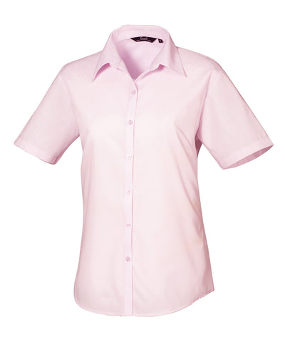 Womens short sleeve poplin blouse | pink