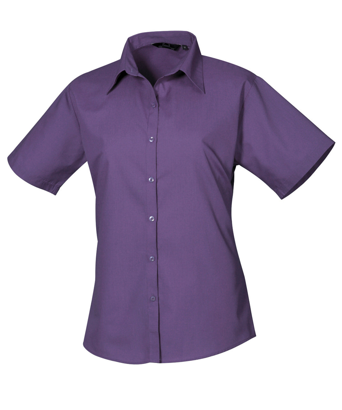 Womens short sleeve poplin blouse | purple