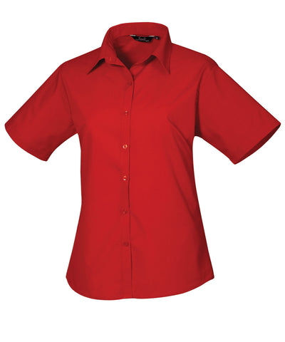 Womens short sleeve poplin blouse | red