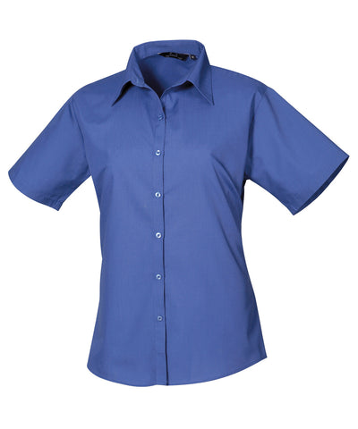 Womens short sleeve poplin blouse | royal