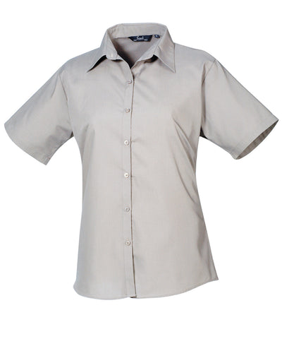 Womens short sleeve poplin blouse | silver