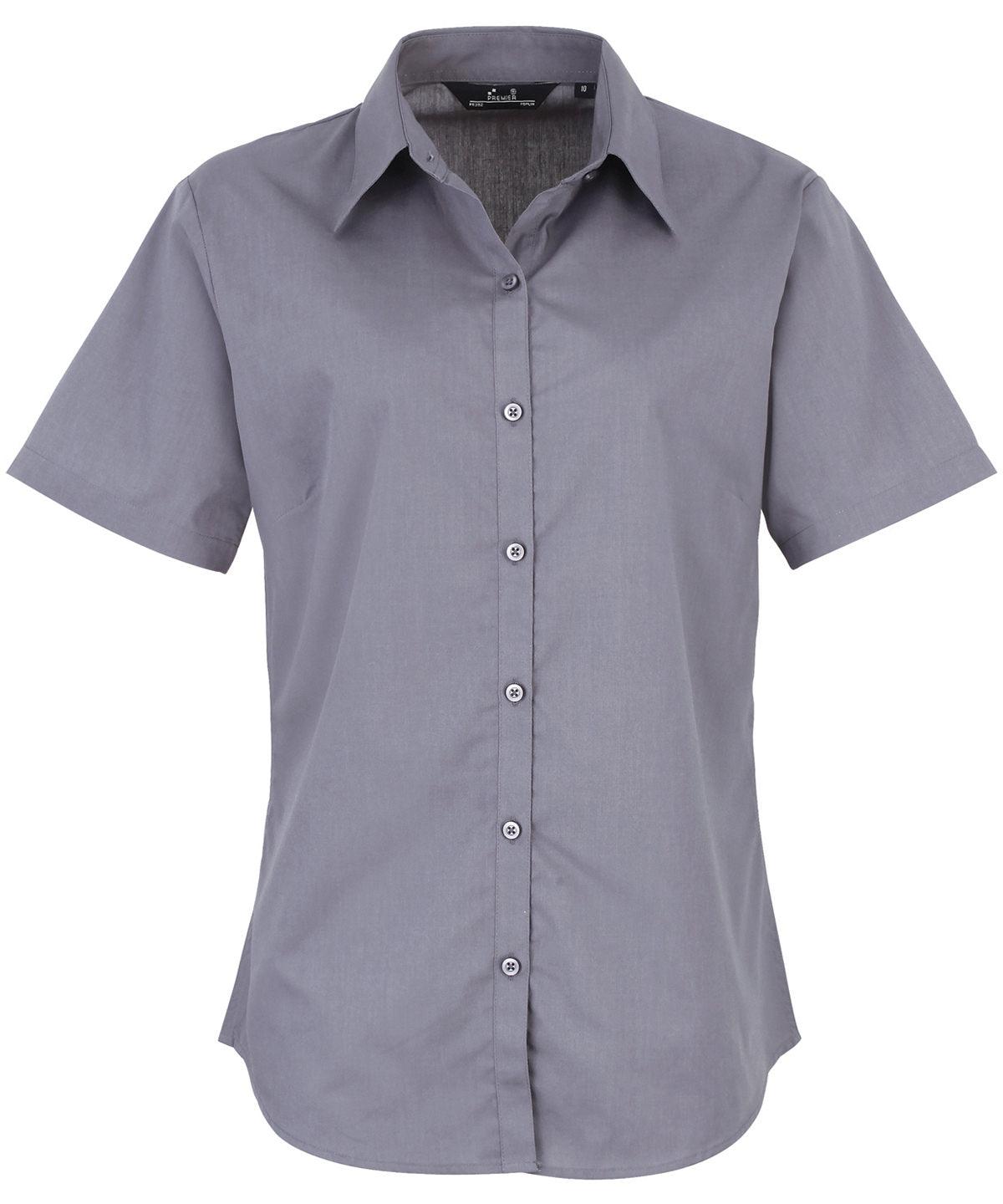 Womens short sleeve poplin blouse | steel