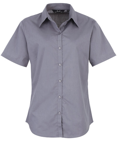 Womens short sleeve poplin blouse | steel